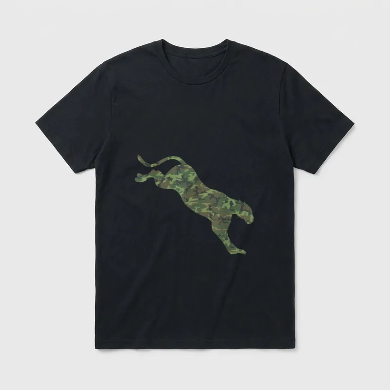Camo Print US Puma Animal Veteran T-Shirt – Classic T-Shirt in Black