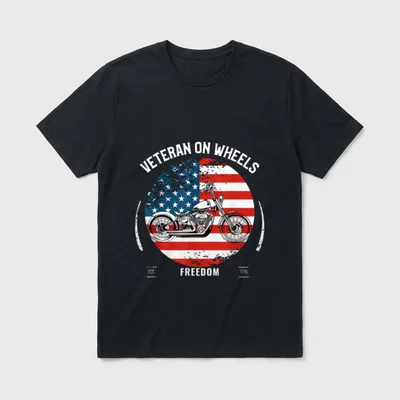 Military Veteran Biker Motorcycle Rider T-Shirt – Classic T-Shirt in Black