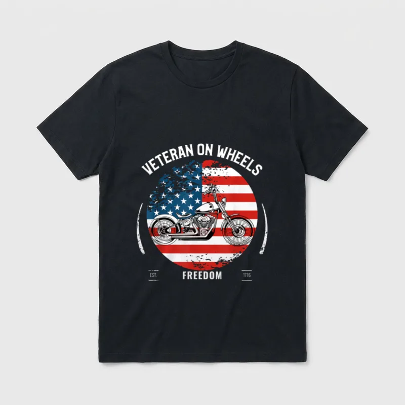 Military Veteran Biker Motorcycle Rider T-Shirt – Classic T-Shirt in Black