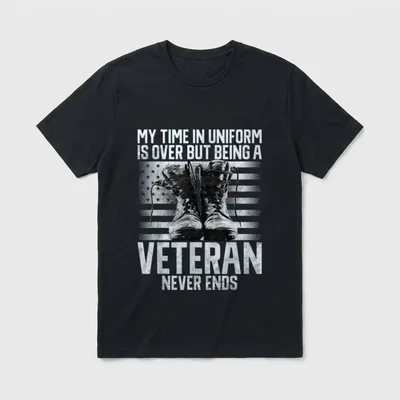 Over But Being a Veteran Ends T-Shirt – Classic T-Shirt in Black