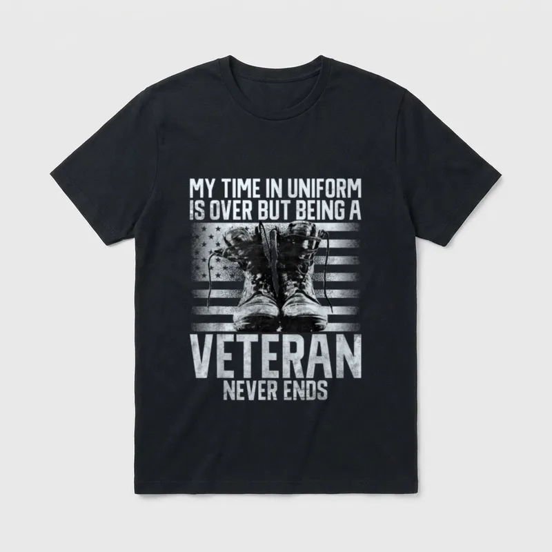 Over But Being a Veteran Ends T-Shirt – Classic T-Shirt in Black