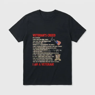 Veteran's Creed I'm a Veteran Proudly T-Shirt – Classic T-Shirt in Black