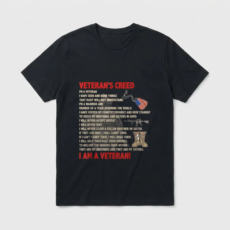Veteran's Creed I'm a Veteran Proudly T-Shirt – Classic T-Shirt in Black