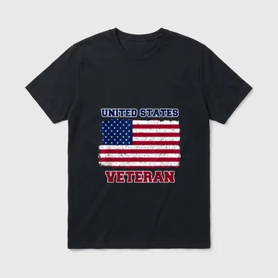 Veteran United States Lightweight T-Shirt – Distressed US flag with United States Veteran text – Classic T-Shirt in Black