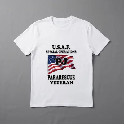 S a F Pararescue PJ Veteran T-Shirt – USA flag with PJ text and Pararescue Veteran label – Classic T-Shirt in Black