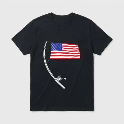 July Fishing Patirotic Fisherman Military Veteran T-Shirt – Classic T-Shirt in Black