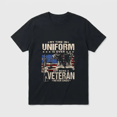 Over But Being a Veteran Veterans T-Shirt – Classic T-Shirt in Black