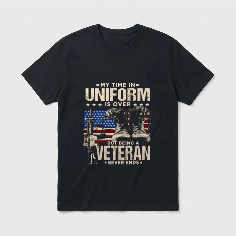 Over But Being a Veteran Veterans T-Shirt – Classic T-Shirt in Black