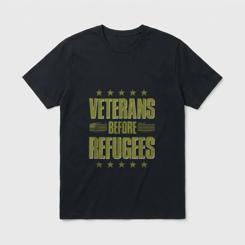 Veteran Supporter Veterans Before Refugees T-Shirt – Classic T-Shirt in Black