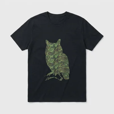 Camo Print US Bird Owlet Veteran T-Shirt – Classic T-Shirt in Black
