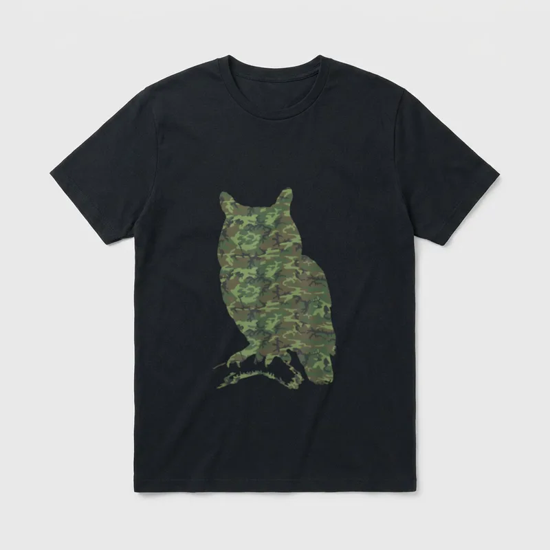 Camo Print US Bird Owlet Veteran T-Shirt – Classic T-Shirt in Black