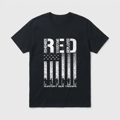 Military Support Awareness T-Shirt – Red Friday Remember Everyone Deployed and Support Our Troops – Classic T-Shirt in Black