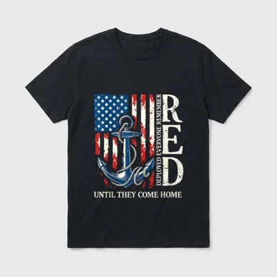 Red Friday Remember Everyone T-Shirt – Red Friday Deployed Everyone Remember Until They Come Home – Classic T-Shirt in Black
