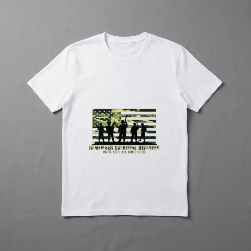 Red Friday Military T-Shirt – "Remember Everyone Deployed" and "Until They All Come Home" text – Classic T-Shirt in Black