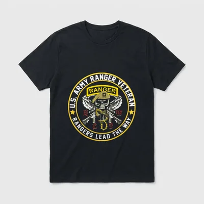 Rangers Lead The Way T-Shirt – U.S. Army Ranger Veteran Rangers Lead The Way circular seal – Classic T-Shirt in Black