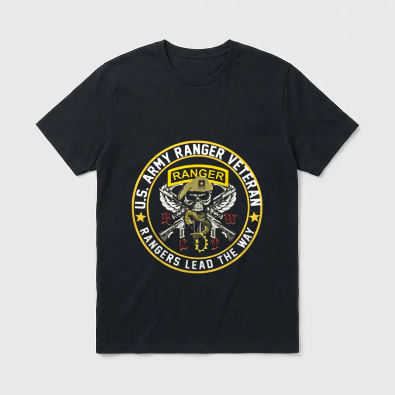 Rangers Lead The Way T-Shirt – U.S. Army Ranger Veteran Rangers Lead The Way circular seal – Classic T-Shirt in Black