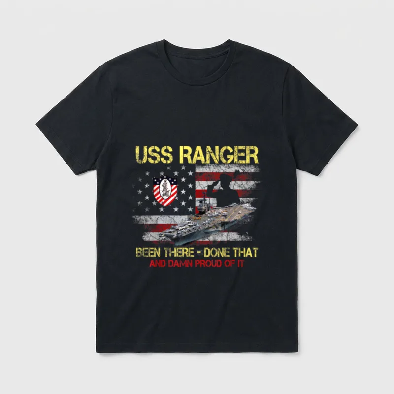 USS Ranger CV-61 Navy Veteran T-Shirt – Classic T-Shirt in Black