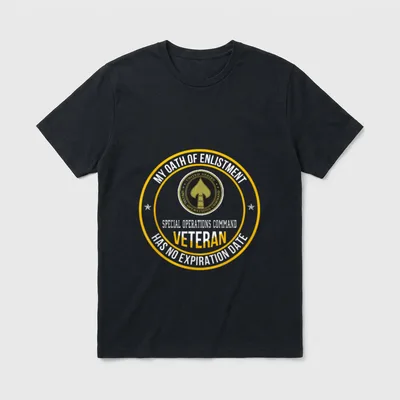 Special Operations Command Veteran My Oath T-Shirt – Circular seal with oath text and SOCOM emblem – Classic T-Shirt in Black