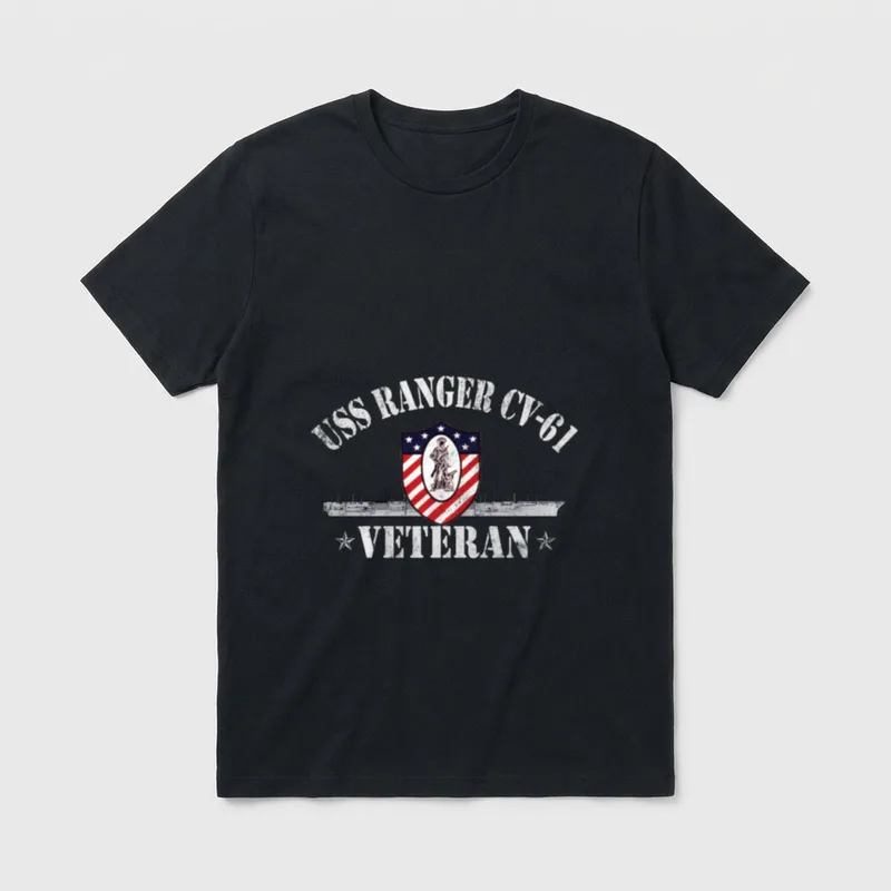 USS Ranger CV-61 Veteran T-Shirt – Classic T-Shirt in Black