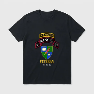 75th Ranger Regiment 2nd Battalion Patriotic T-Shirt – Classic T-Shirt in Black