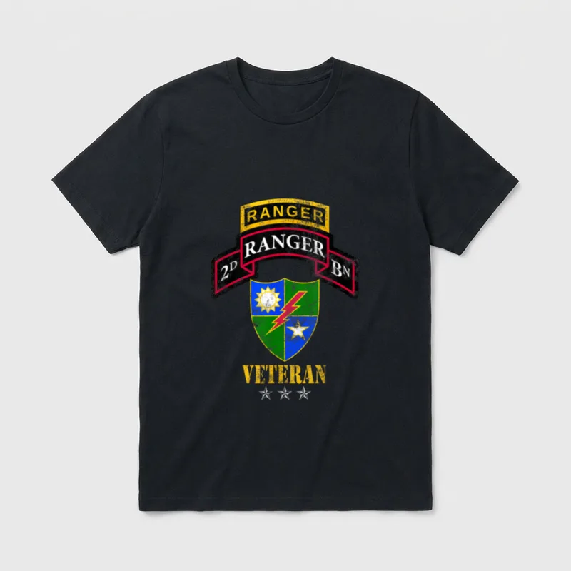 75th Ranger Regiment 2nd Battalion Patriotic T-Shirt – Classic T-Shirt in Black