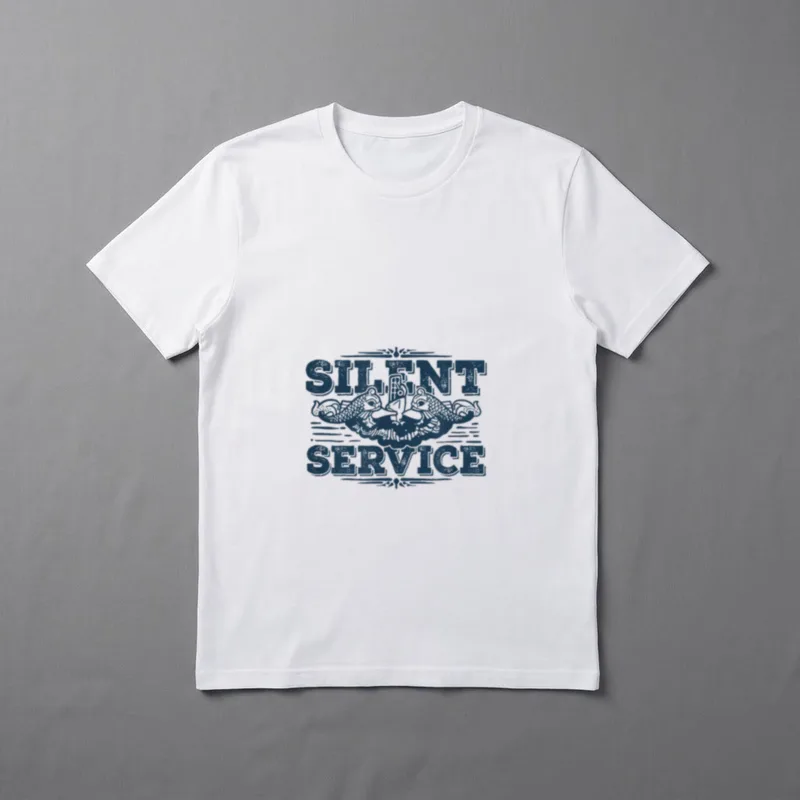 Veteran Submariner T-Shirt – Silent Service text with submarine dolphins insignia – Classic T-Shirt in Black