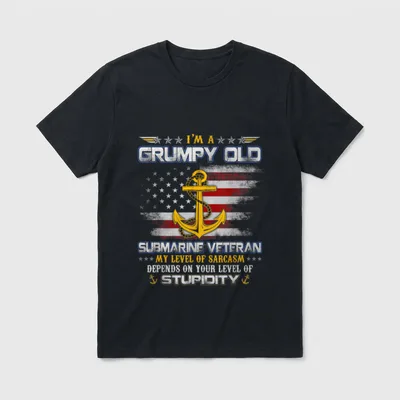 Grumpy Old Navy Veteran Shirt – Classic T-Shirt in Black