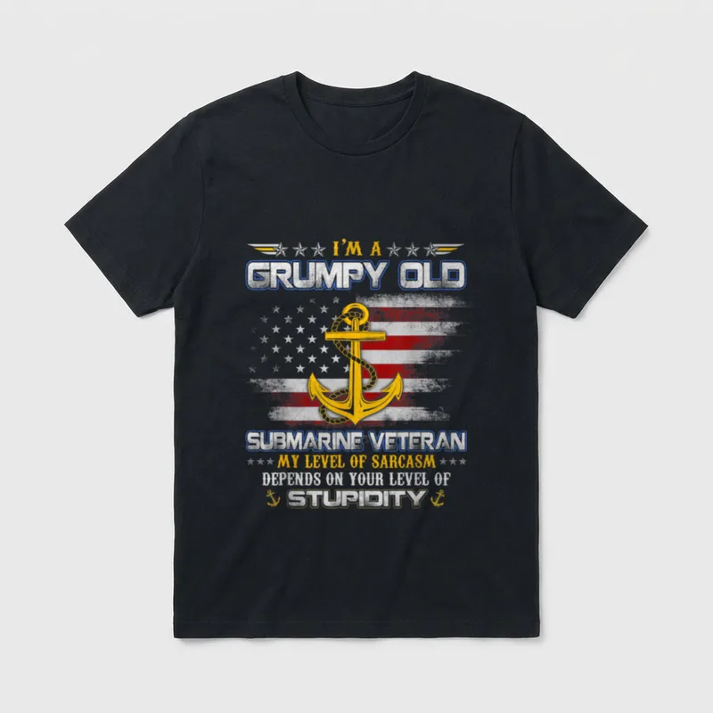 Grumpy Old Navy Veteran Shirt – Classic T-Shirt in Black