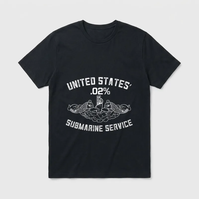 I Am the 02% US Submarine T-Shirt – 02% United States Submarine Service text with dolphin emblem – Classic T-Shirt in Black
