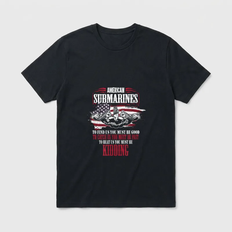 Proud Submariner Navy T-Shirt – American Submarines insignia with text about submarine superiority – Classic T-Shirt in Black