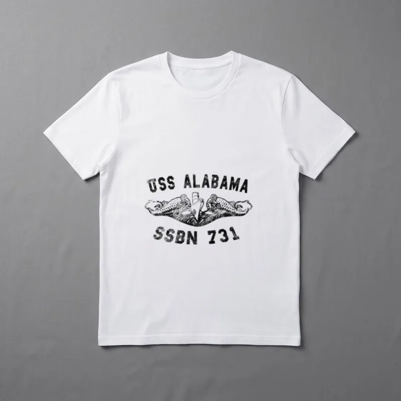 USS Alabama Submarine Veteran T-Shirt – USS ALABAMA and SSBN 731 with submarine dolphin badge – Classic T-Shirt in Black