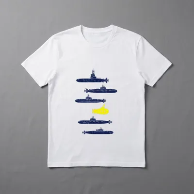 Submariner Humor T-Shirt – Five navy submarines with one bright yellow submarine in the center – Classic T-Shirt in Black