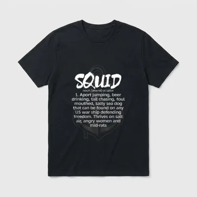 Naval Submarine Service T-Shirt – Squid definition with submarine anchor graphic – Classic T-Shirt in Black