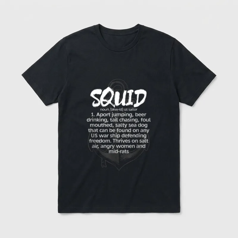Naval Submarine Service T-Shirt – Squid definition with submarine anchor graphic – Classic T-Shirt in Black