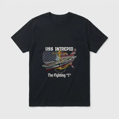 USS Intrepid Veteran T-Shirt – USS INTREPID and The Fighting I – Classic T-Shirt in Black