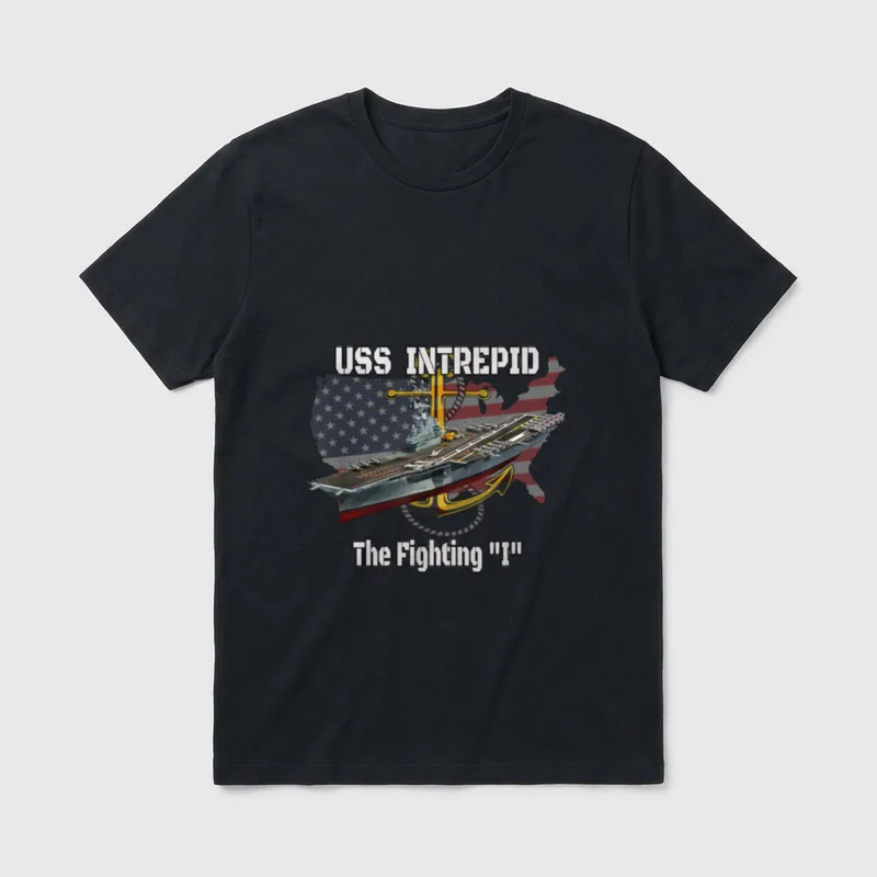USS Intrepid Veteran T-Shirt – USS INTREPID and The Fighting I – Classic T-Shirt in Black