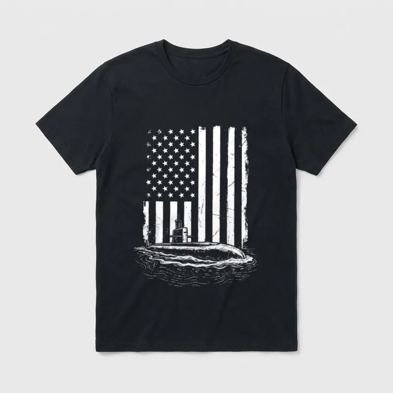 Navy Submarine USA Flag T-Shirt – Classic T-Shirt in Black