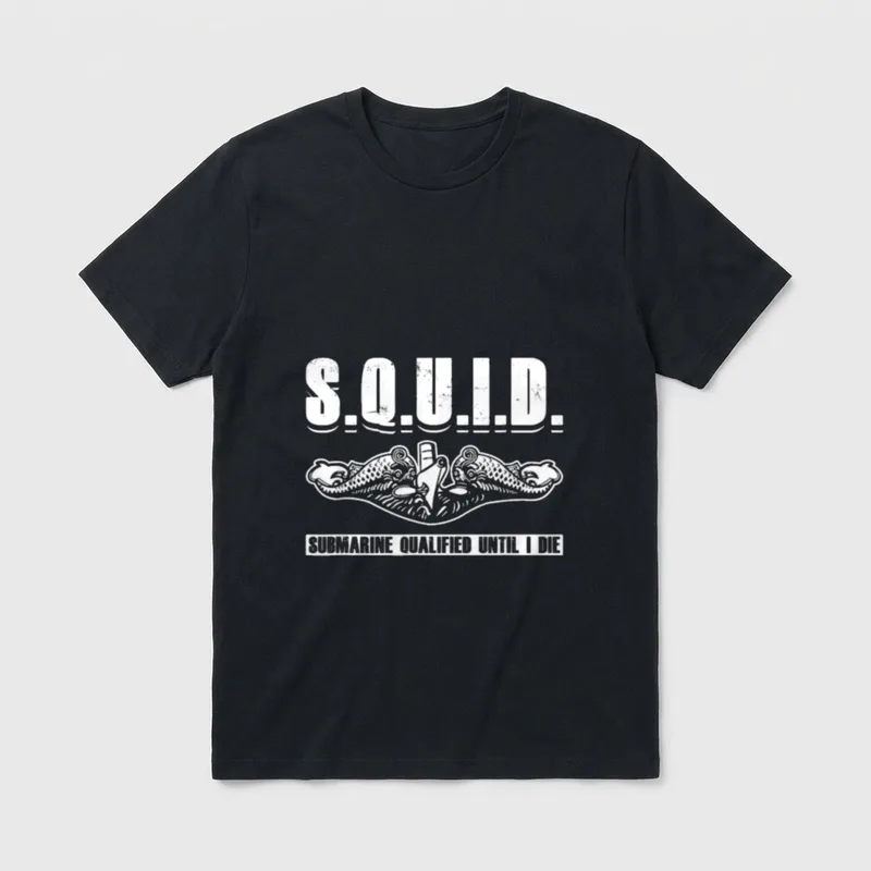 Submarine Qualified Veteran T-Shirt – S.O.U.I.D. and Submarine Qualified Until I Die with dolphins – Classic T-Shirt in Black