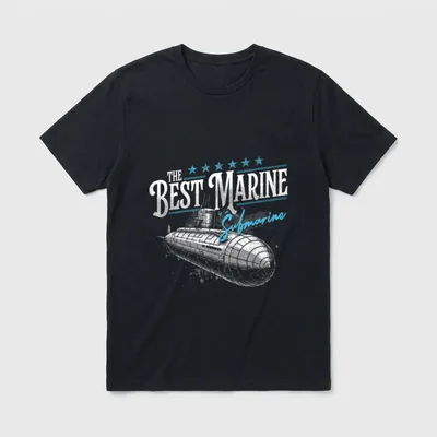Submariner Life T-Shirt – The Best Marine is a Submarine text with submarine illustration – Classic T-Shirt in Black