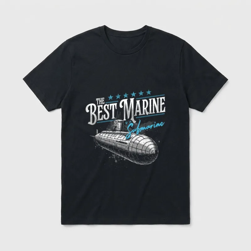 Submariner Life T-Shirt – The Best Marine is a Submarine text with submarine illustration – Classic T-Shirt in Black