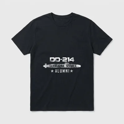 Navy Submarine Service Alumni T-Shirt – DD-214 SUBMARINE SERVICE ALUMNI with submarine and stars – Classic T-Shirt in Black