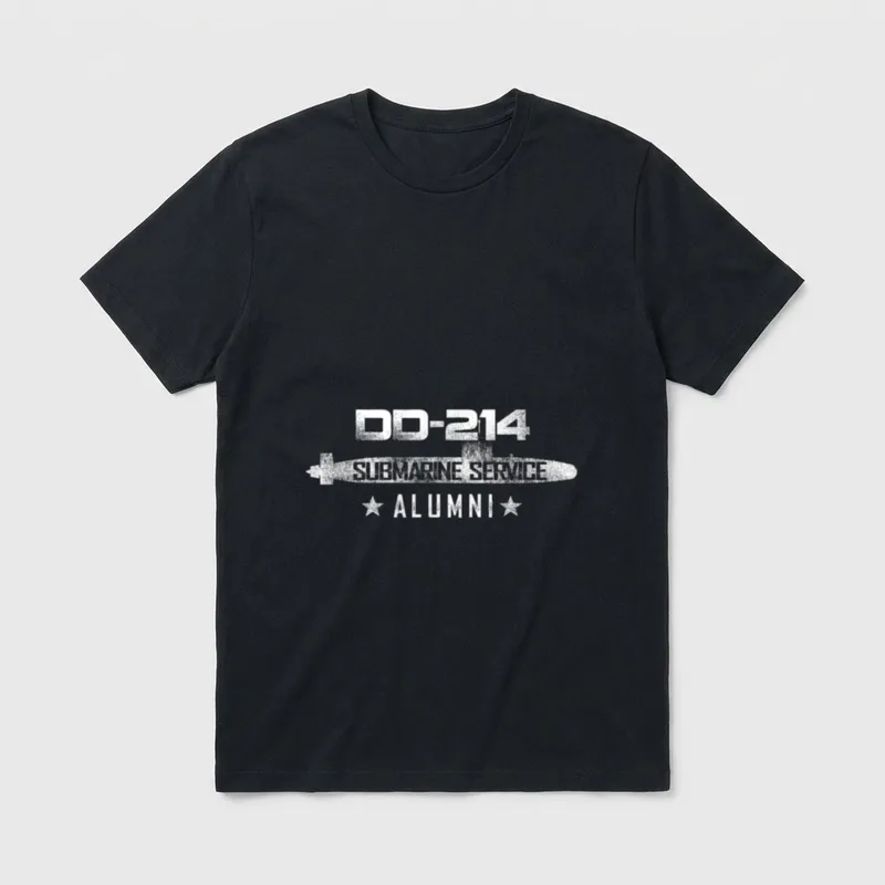 Navy Submarine Service Alumni T-Shirt – DD-214 SUBMARINE SERVICE ALUMNI with submarine and stars – Classic T-Shirt in Black