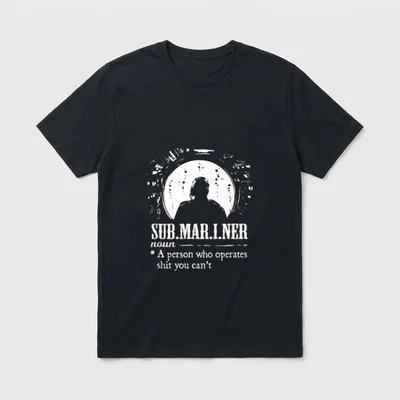 Navy Submariner Pride T-Shirt – Submariner silhouette inside sonar circle with definition text – Classic T-Shirt in Black