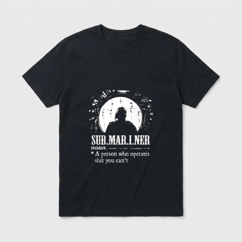 Navy Submariner Pride T-Shirt – Submariner silhouette inside sonar circle with definition text – Classic T-Shirt in Black
