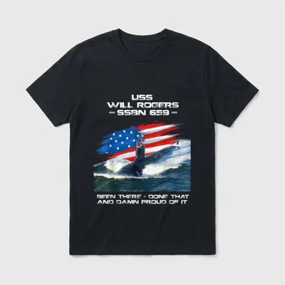 Rogers SSBN-659 American Flag Submarine Veteran T-Shirt – Classic T-Shirt in Black