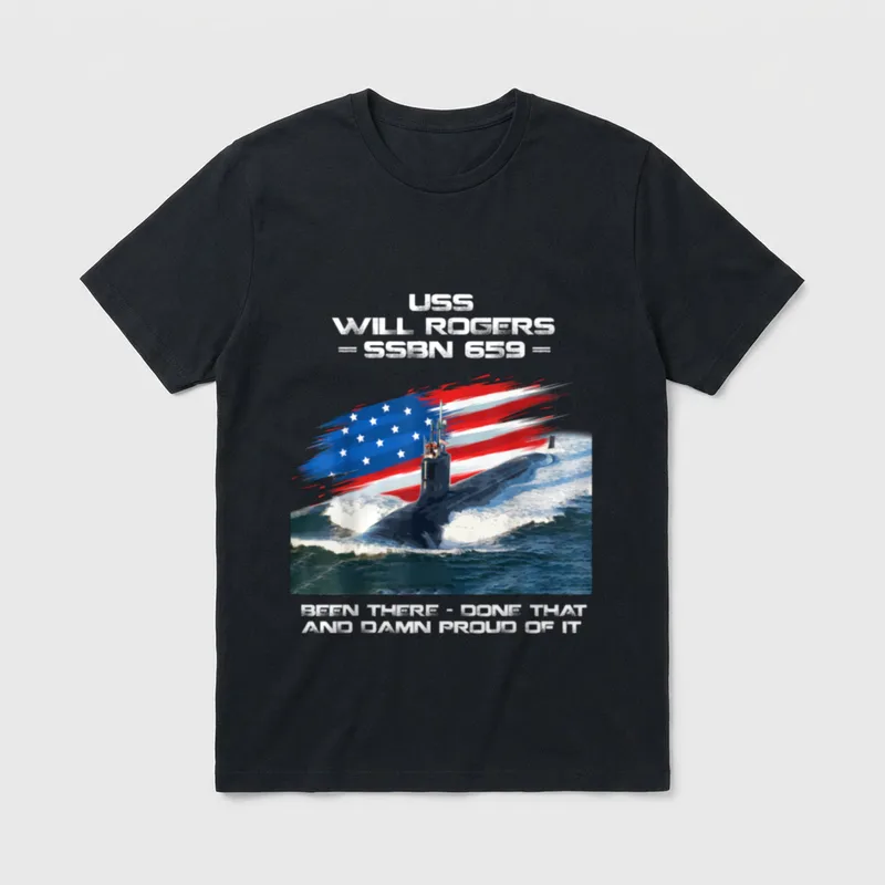 Rogers SSBN-659 American Flag Submarine Veteran T-Shirt – Classic T-Shirt in Black
