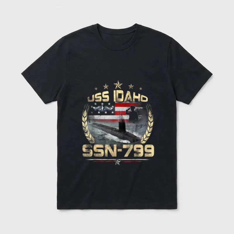 USS Idaho SSN-799 US Flag Submarine T-Shirt – Classic T-Shirt in Black