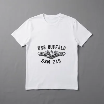 Navy Veterans Buffalo T-Shirt – USS BUFFALO SSN 715 with twin dolphin insignia – Classic T-Shirt in Black