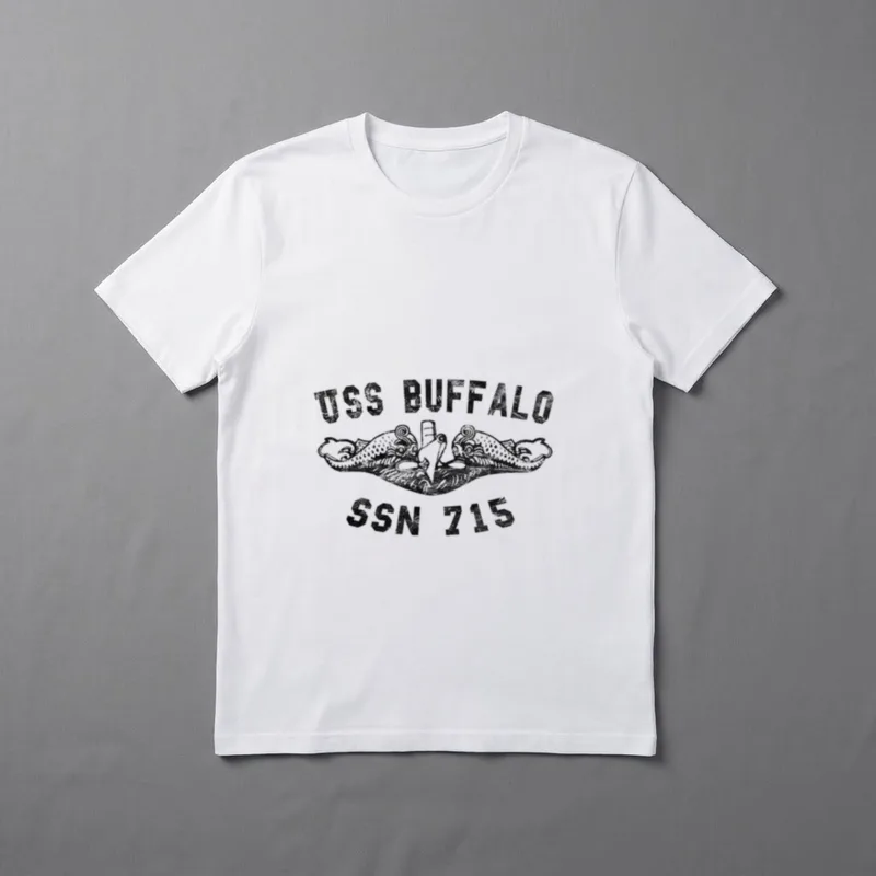 Navy Veterans Buffalo T-Shirt – USS BUFFALO SSN 715 with twin dolphin insignia – Classic T-Shirt in Black