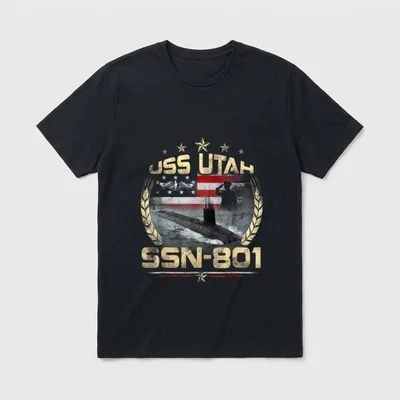 USS Utah SSN-801 US Flag Submarine T-Shirt – Classic T-Shirt in Black